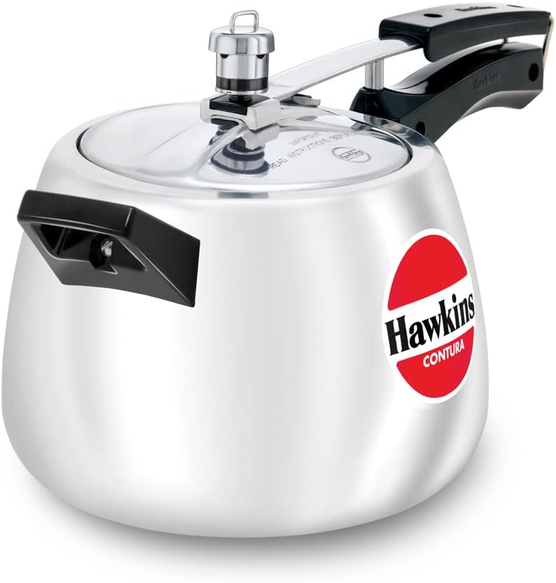 Hawkins Contura HC40 4 Litre Aluminium Pressure Cooker | Rounded Body Gas Stove Cooker