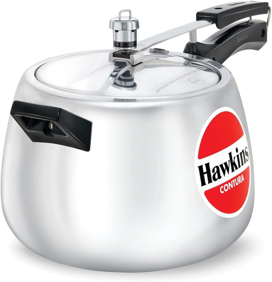 Hawkins Contura HC65 6.5 Litre Aluminium Pressure Cooker | Rounded Body Gas Stove Cooker