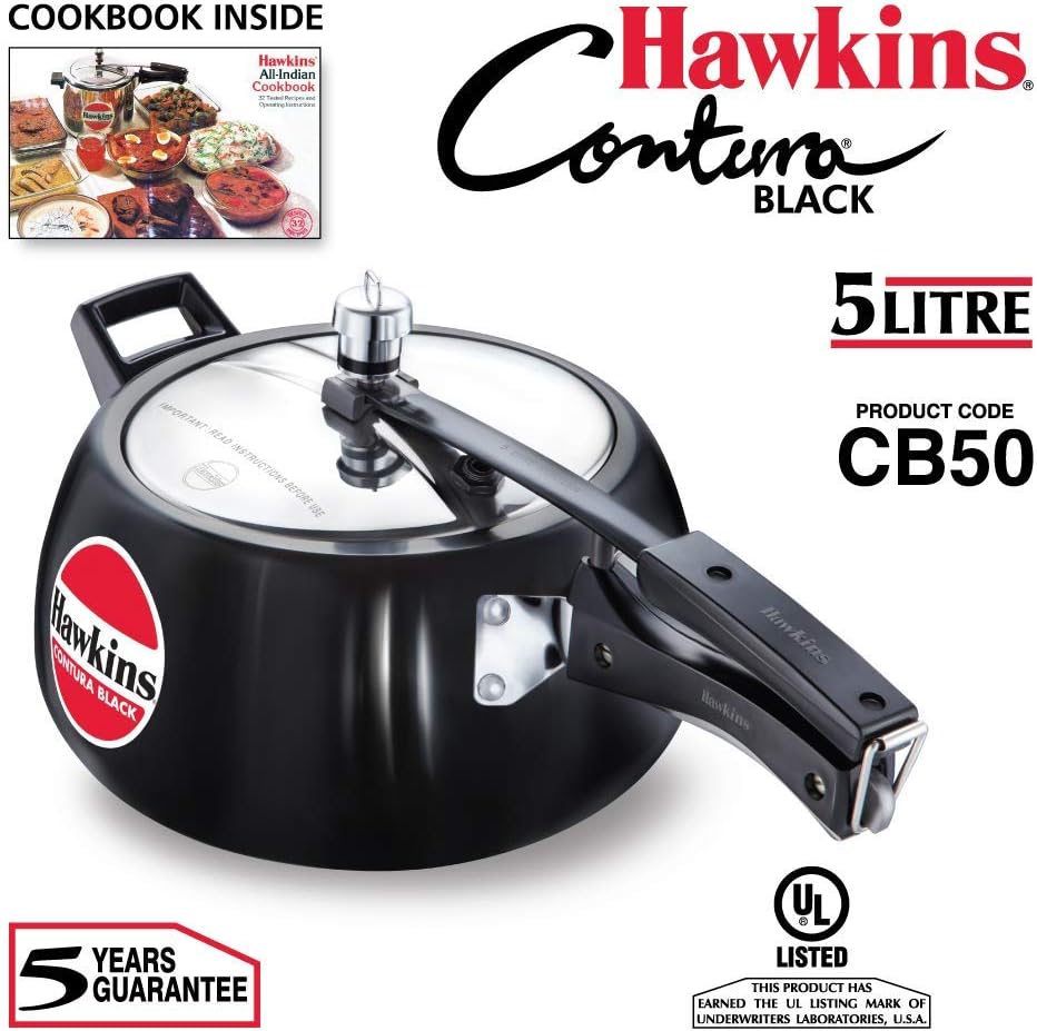 Hawkins CB50 5 Litre Hard-Anodised Pressure Cooker | Durable Aluminium Gas Stove Cooker
