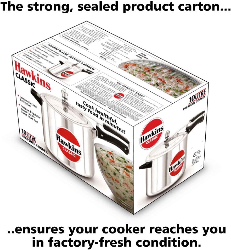 Hawkins Classic Wide Pressure Cooker 10 Litre | Aluminium Cooker Silver – Buy Online Australia