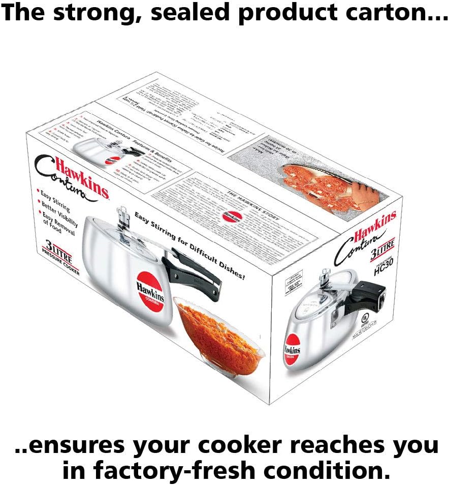 Hawkins Contura HC30 3 Litre Aluminium Pressure Cooker | Rounded Body Gas Stove Cooker