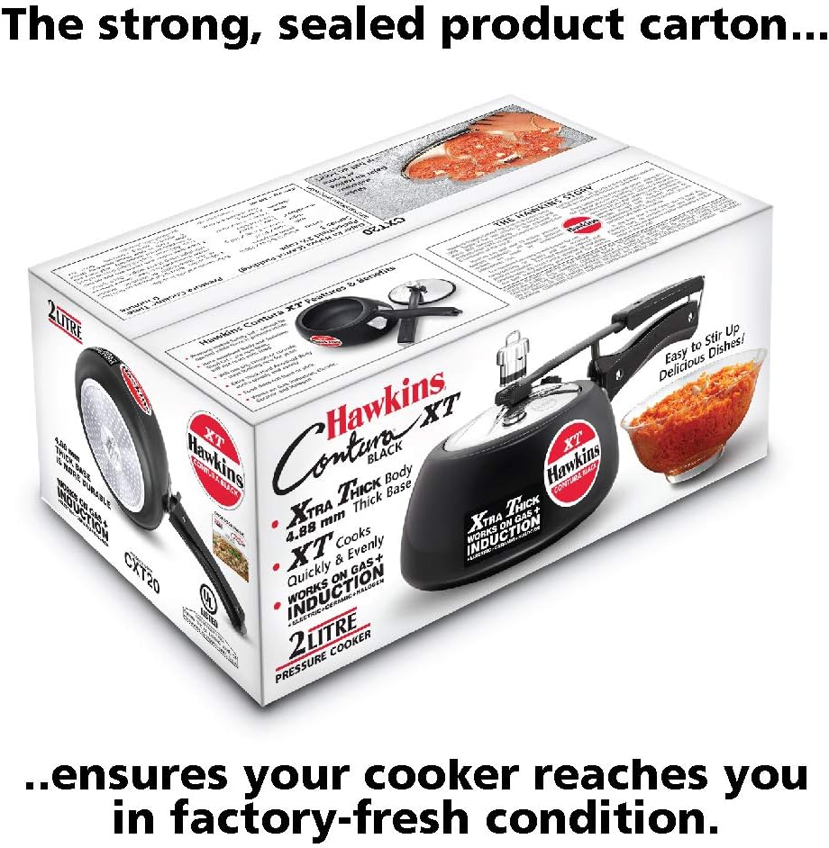 Hawkins CXT20 2 Litre Contura Black XT Induction Pressure Cooker | Hard Anodised