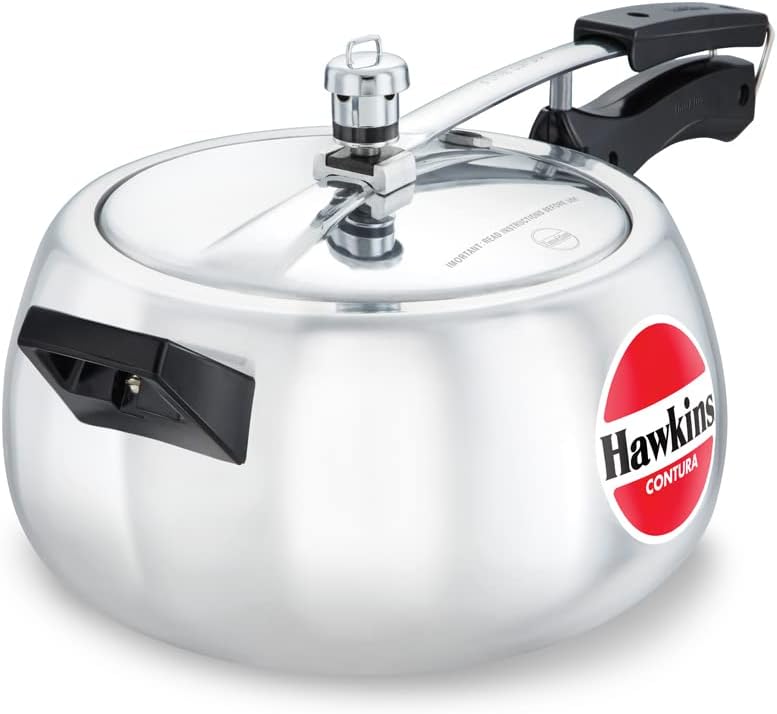 Hawkins Contura HC50 5 Litre Aluminium Pressure Cooker | Rounded Body Gas Stove Cooker