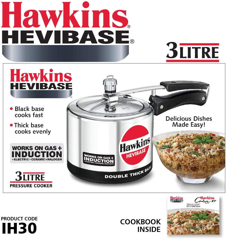 Hawkins Hevibase IH30 3 Litre Induction Pressure Cooker | Aluminium Silver – Buy Online Australia