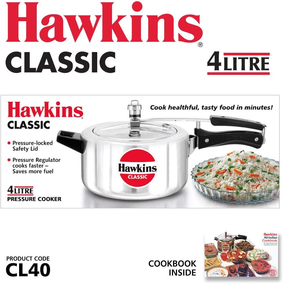 Hawkins Classic 4 Litre Pressure Cooker | Aluminium Cooker - Buy Online Australia