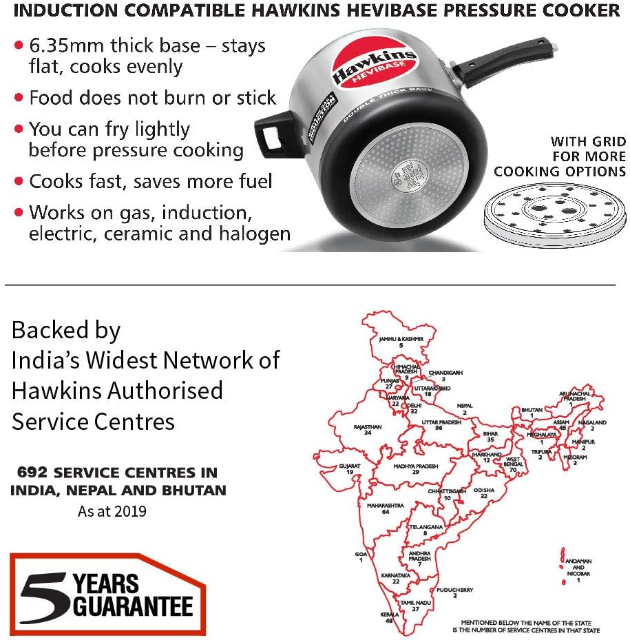 Hawkins Hevibase 6.5 Litre Induction Pressure Cooker | Aluminium Silver – Buy Online Australia