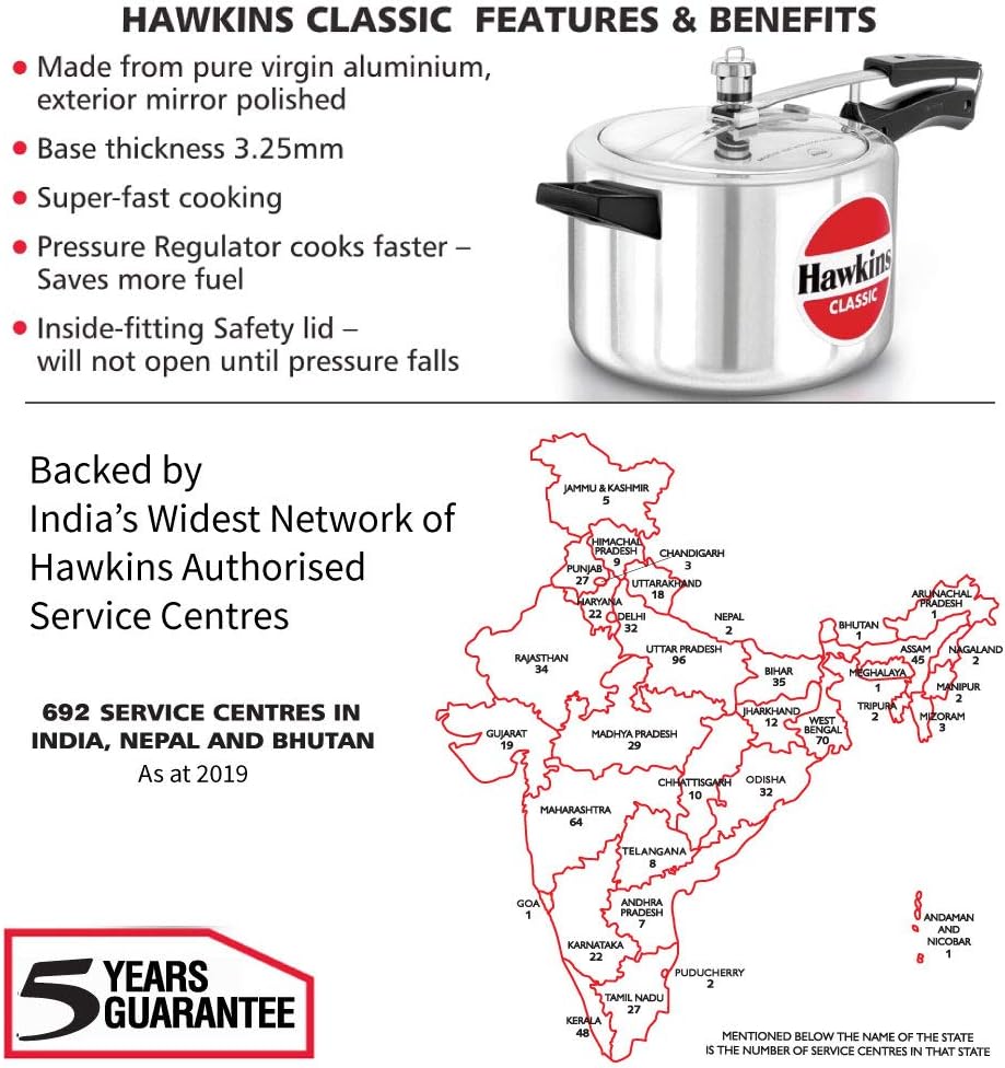 Hawkins Classic 3 Litre Pressure Cooker CL3W | Silver, Wide Mouth – Buy Online Australia