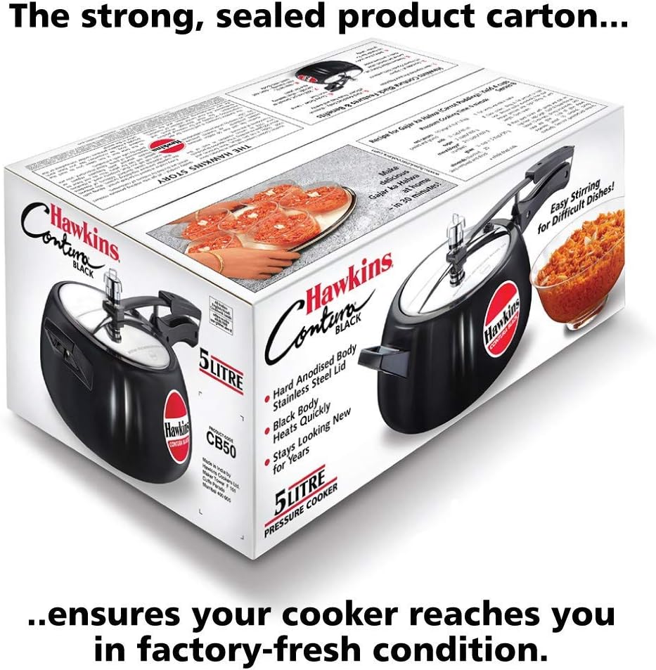 Hawkins CB50 5 Litre Hard-Anodised Pressure Cooker | Durable Aluminium Gas Stove Cooker