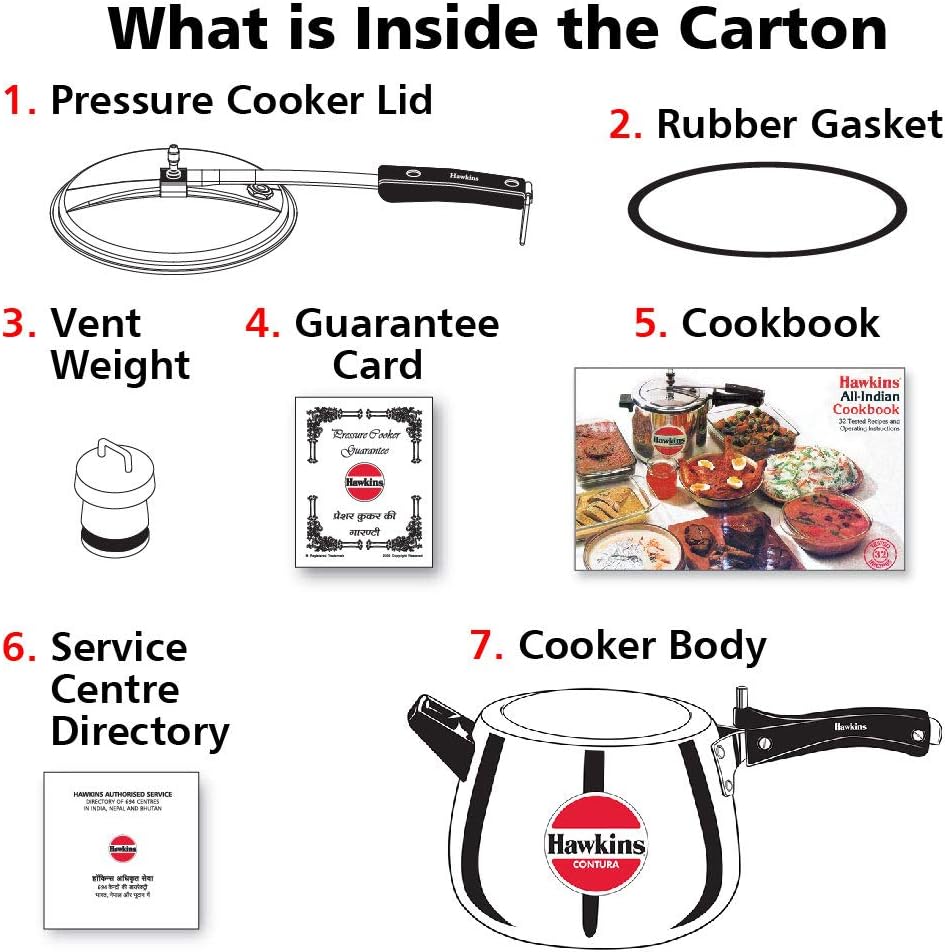 Hawkins Contura HC65 6.5 Litre Aluminium Pressure Cooker | Rounded Body Gas Stove Cooker