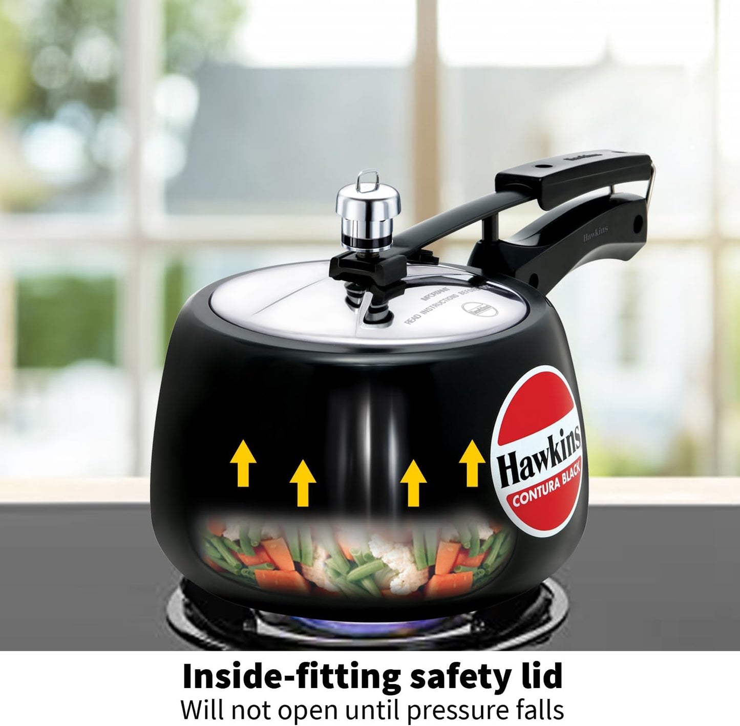 Hawkins CB40 4 Litre Hard-Anodised Pressure Cooker | Durable Aluminium Gas Stove Cooker