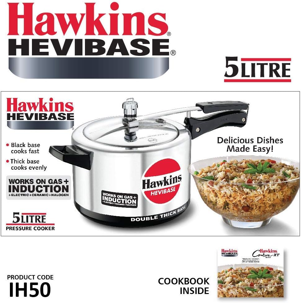 Hawkins Hevibase 5 Litre Induction Pressure Cooker IH50 | Aluminium Silver – Buy Online Australia