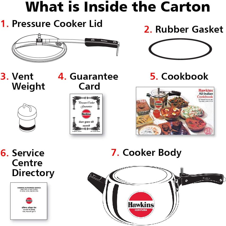 Hawkins Contura HC50 5 Litre Aluminium Pressure Cooker | Rounded Body Gas Stove Cooker