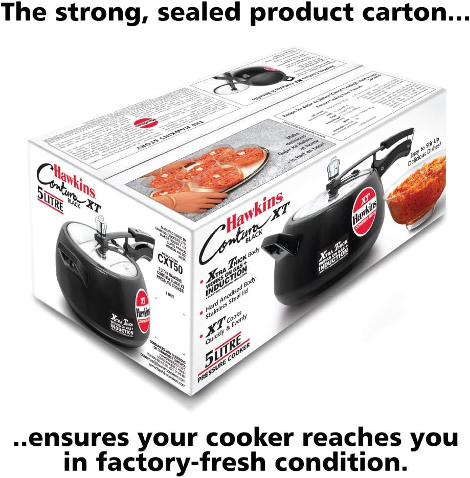 Hawkins CXT50 5 Litre Contura Black XT Induction Pressure Cooker | Hard Anodised