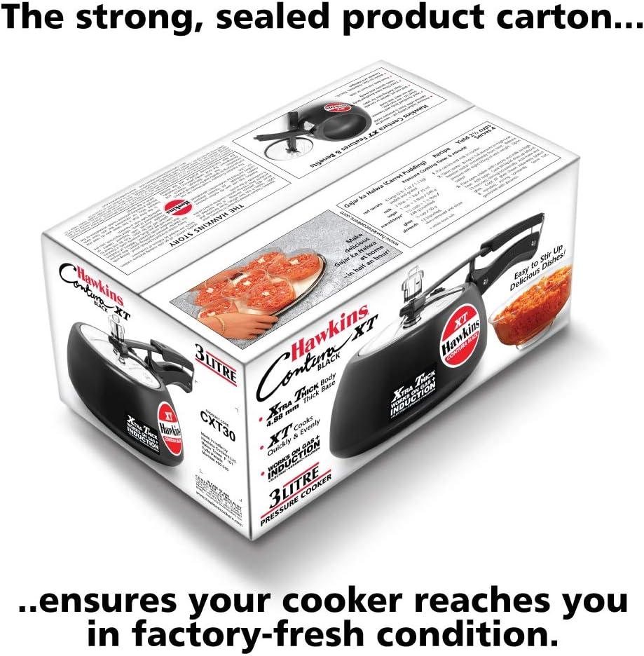 Hawkins CXT30 3 Litre Contura Black XT Induction Pressure Cooker | Hard Anodised