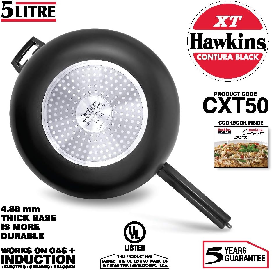 Hawkins CXT50 5 Litre Contura Black XT Induction Pressure Cooker | Hard Anodised